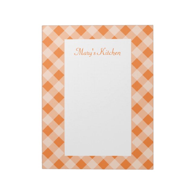 Personalised Orange Gingham Notepad (Rotated)