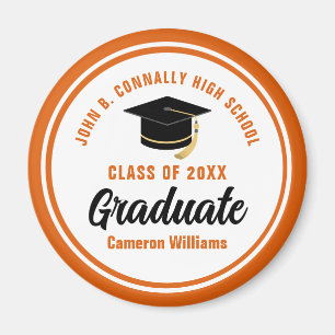 Personalised Orange Graduate Commemorative Magnet