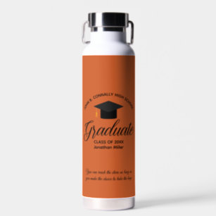 Personalised Orange Graduation 2024 Graduate Water Bottle
