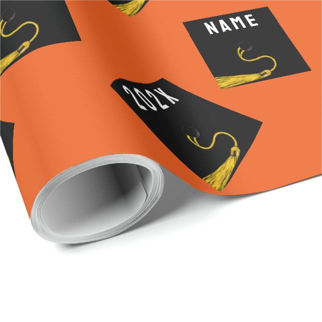 personalised orange graduation gift wrapping paper (Roll Corner)