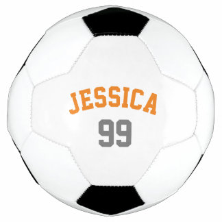 Personalised Orange Grey Name Number Minimalist Football