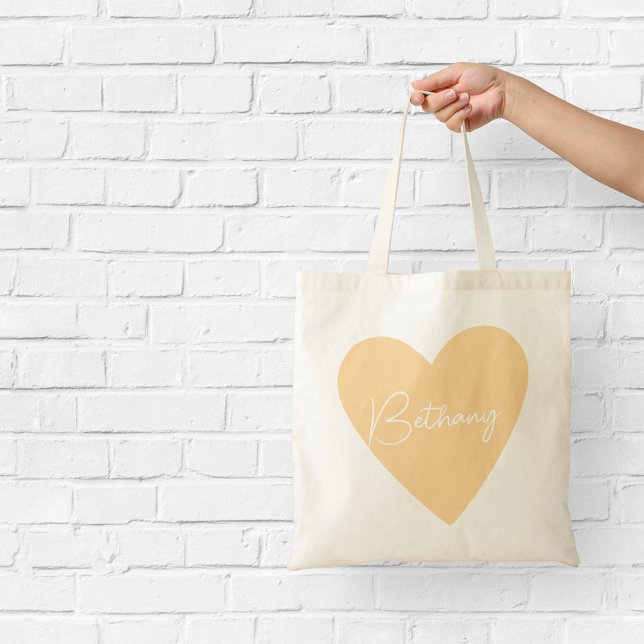 Personalised Orange Heart Tote Bag (Creator Uploaded)
