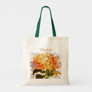 Personalised Orange hydrangea and dragonfly Tote B