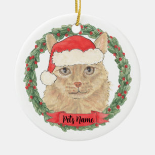 Personalised Orange Maine Coon Cat Christmas Ceramic Tree Decoration