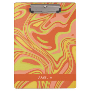 Personalised Orange Marble Watercolor Clipboard