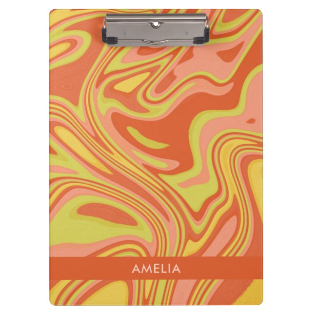 Personalised Orange Marble Watercolor Clipboard (Front)
