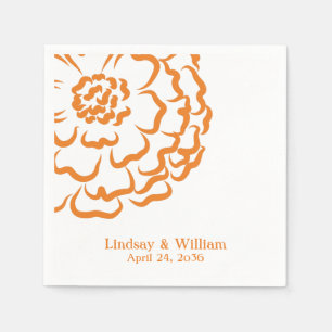 Personalised Orange Marigold Flower Floral Wedding Napkin