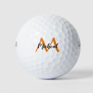 Personalised Orange Monogram Add Name Golf Balls