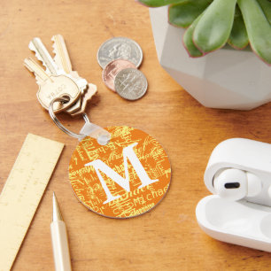 Personalised Orange Monogrammed Key Ring