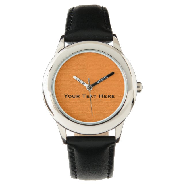 Personalised Orange on Black Strap Kids Watch (Front)
