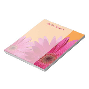 Personalised Orange Pink Gerbera Daisy Notepad