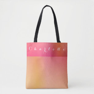 Personalised Orange Pink Sunset Ombre Tote Bag