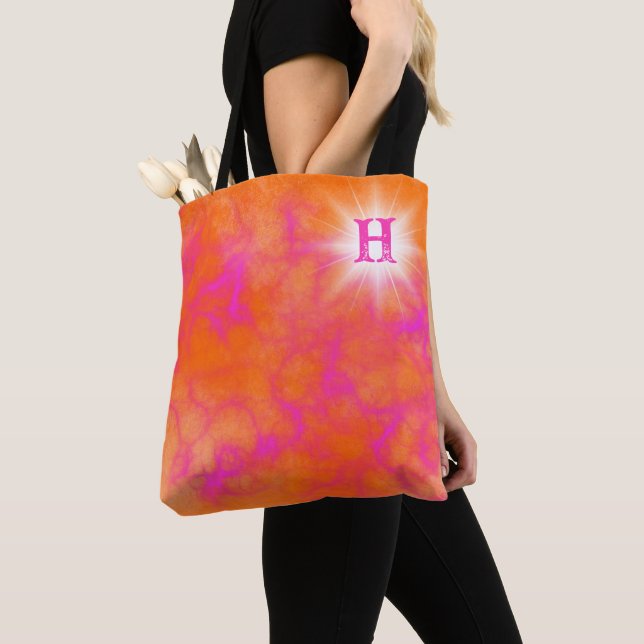 Personalised Orange & Pink Tote Bag (Close Up)