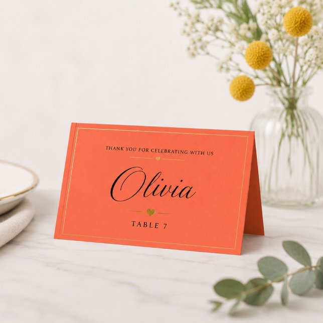 Personalised Orange Place Card (Creator Uploaded)