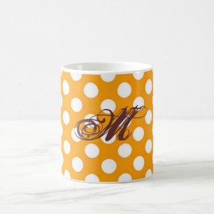 Personalised Orange Polka Dot Coffee Mug