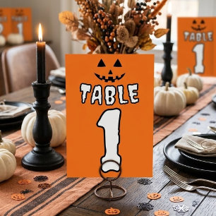 Personalised Orange Pumpkin Halloween Party Table Number