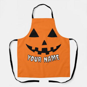 Personalised Orange Pumpkin Halloween Your Name Apron