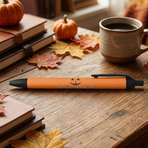 Personalised Orange Pumpkin Halloween Your Name Black Ink Pen