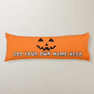 Personalised Orange Pumpkin Halloween Your Name Body Cushion
