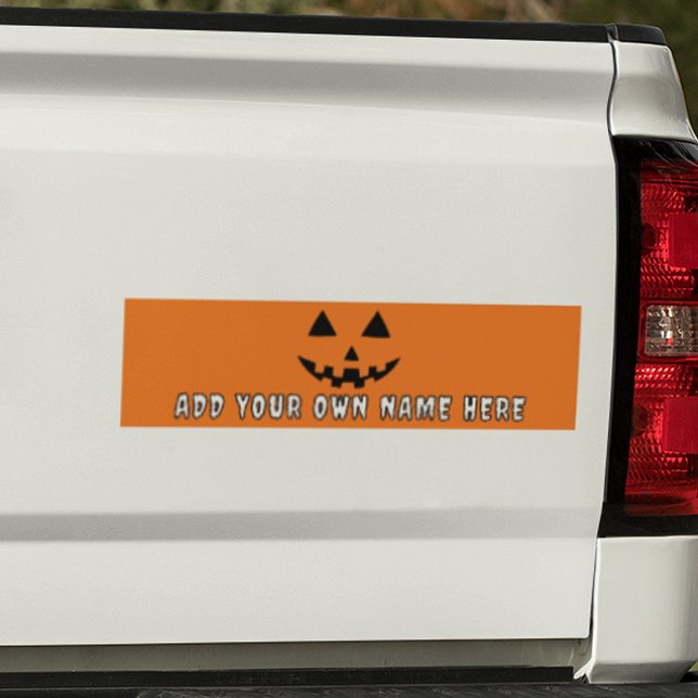 Personalised Orange Pumpkin Halloween Your Name Bumper Sticker (Creator Uploaded)