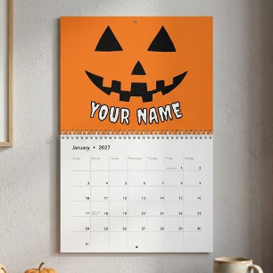 Personalised Orange Pumpkin Halloween Your Name Calendar