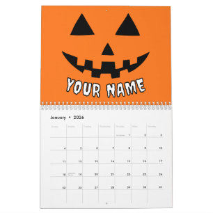 Personalised Orange Pumpkin Halloween Your Name Calendar