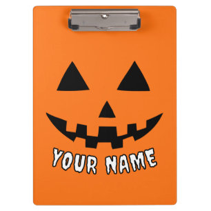 Personalised Orange Pumpkin Halloween Your Name Clipboard
