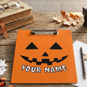 Personalised Orange Pumpkin Halloween Your Name Clipboard