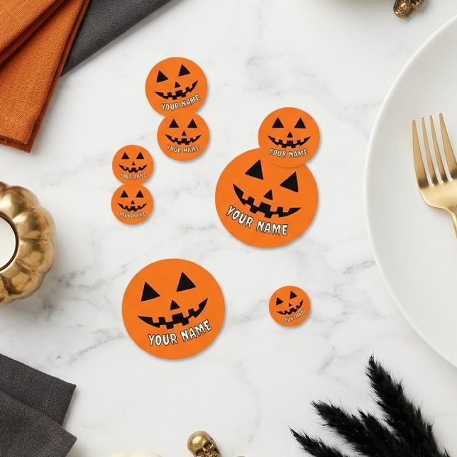 Personalised Orange Pumpkin Halloween Your Name Confetti (Creator Uploaded)