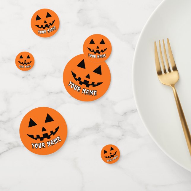 Personalised Orange Pumpkin Halloween Your Name Confetti (Group)