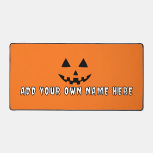 Personalised Orange Pumpkin Halloween Your Name Desk Mat