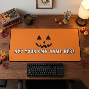 Personalised Orange Pumpkin Halloween Your Name Desk Mat