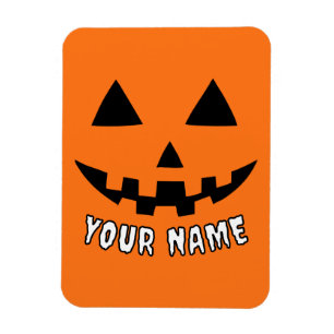 Personalised Orange Pumpkin Halloween Your Name Magnet