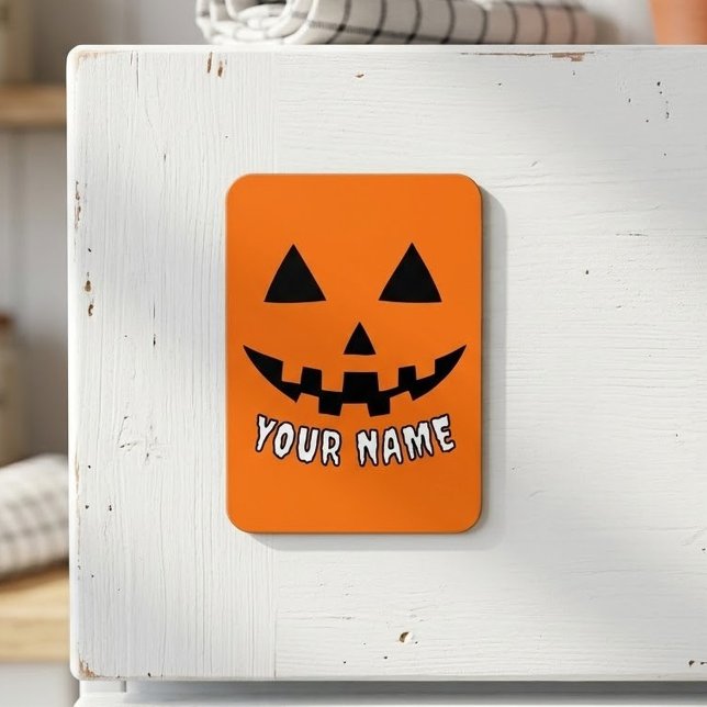 Personalised Orange Pumpkin Halloween Your Name Magnet (Creator Uploaded)