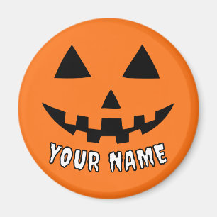 Personalised Orange Pumpkin Halloween Your Name Magnet