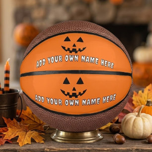Personalised Orange Pumpkin Halloween Your Name Mini Basketball