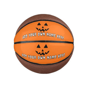 Personalised Orange Pumpkin Halloween Your Name Mini Basketball