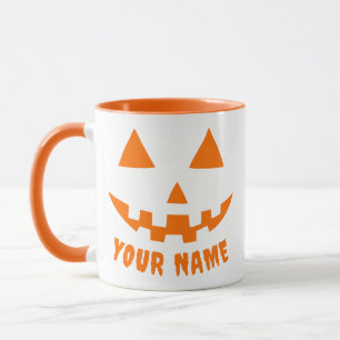 Personalised Orange Pumpkin Halloween Your Name Mug