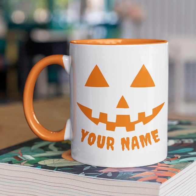 Personalised Orange Pumpkin Halloween Your Name Mug (Creator Uploaded)