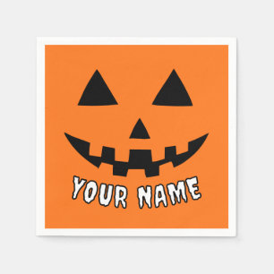 Personalised Orange Pumpkin Halloween Your Name Napkin