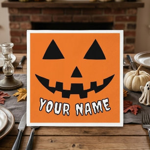 Personalised Orange Pumpkin Halloween Your Name Napkin