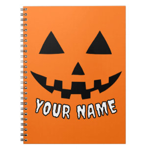 Personalised Orange Pumpkin Halloween Your Name Notebook