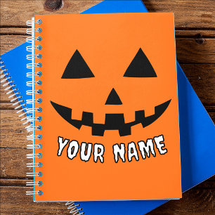 Personalised Orange Pumpkin Halloween Your Name Notebook