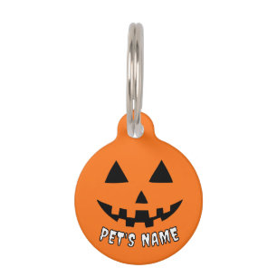Personalised Orange Pumpkin Halloween Your Name Pet Tag