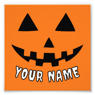 Personalised Orange Pumpkin Halloween Your Name Photo Print