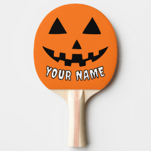 Personalised Orange Pumpkin Halloween Your Name Ping Pong Paddle