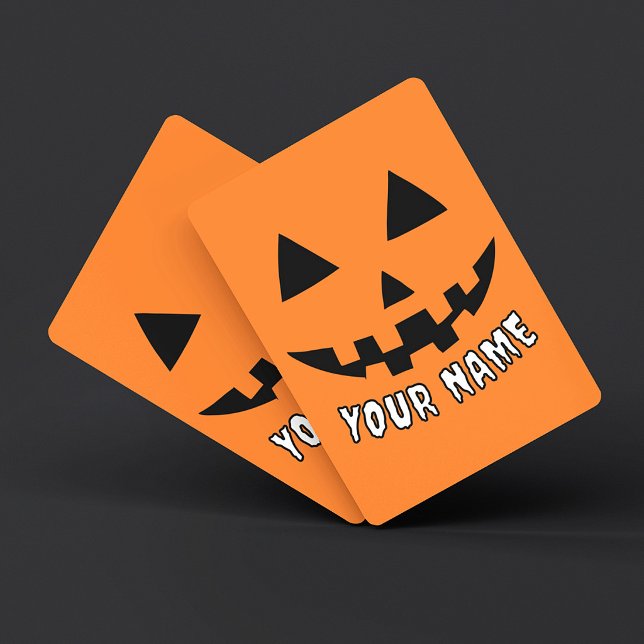 Personalised Orange Pumpkin Halloween Your Name Playing Cards (Creator Uploaded)