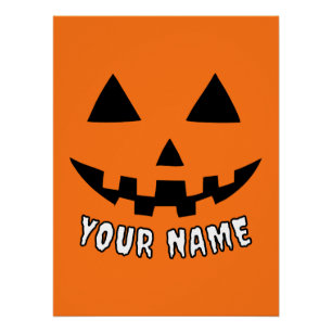 Personalised Orange Pumpkin Halloween Your Name Poster