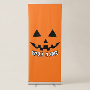 Personalised Orange Pumpkin Halloween Your Name Retractable Banner