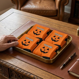 Personalised Orange Pumpkin Halloween Your Name Socks